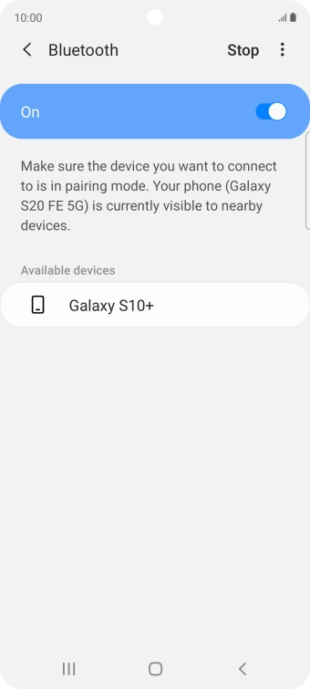 Press the required Bluetooth device and follow the instructions on the screen to pair the device with your phone.