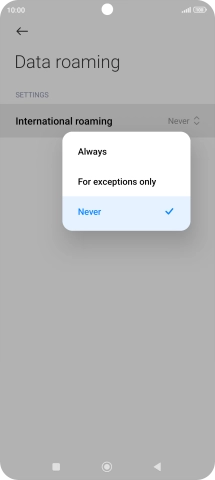 Press the required setting to turn the function on or off.