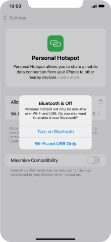 If WiFi is turned on, press Wi-Fi and USB Only.