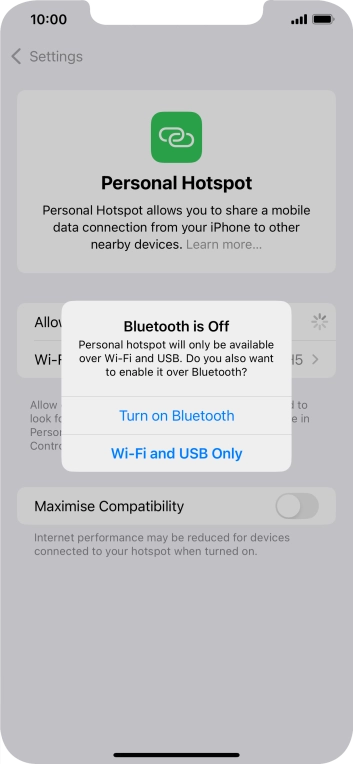 If WiFi is turned on, press Wi-Fi and USB Only.