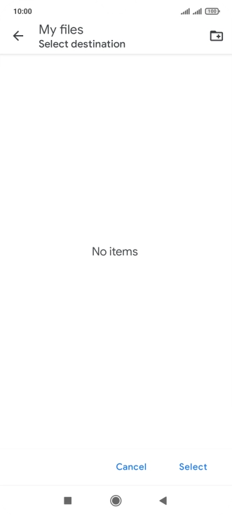 To create a new folder, press the new folder icon and follow the instructions on the screen to create a new folder.