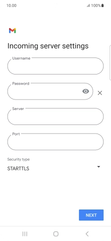 Press the field below 'Username' and key in the username for your email account.