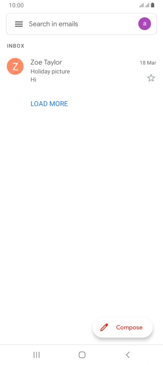 Press the email account icon. Press the email account icon.