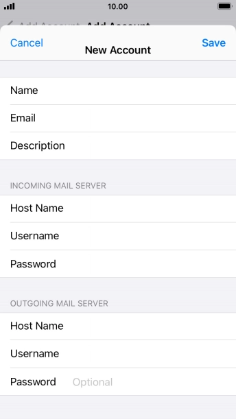 Press Password and key in the password for your email account.