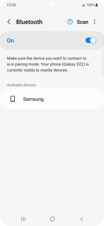 Press the required Bluetooth device and follow the instructions on the screen to pair the device with your phone.