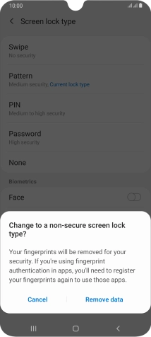 Press Remove data.