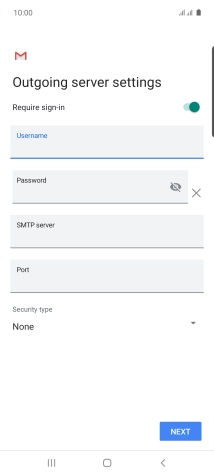 Press the field below 'Password' and key in the password of your email provider's outgoing server.