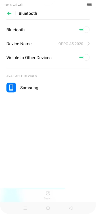 Press the required Bluetooth device and follow the instructions on the screen to pair the device with your phone.