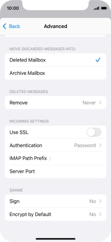 Press the indicator next to 'Use SSL' to turn on the function.