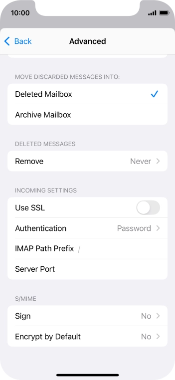 Press the indicator next to 'Use SSL' to turn on the function.