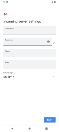Press the field below 'Username' and key in the username for your email account.