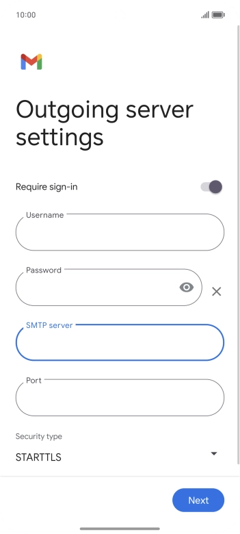 Press the field below 'Port' and key in 587. Press the field below 'Port' and key in 587.