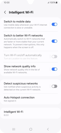 Press the indicator next to 'Switch to mobile data' to turn the function on or off.