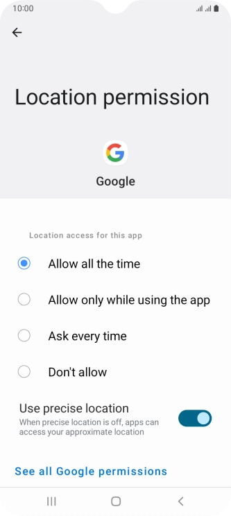 Press the required setting. Press the required setting.