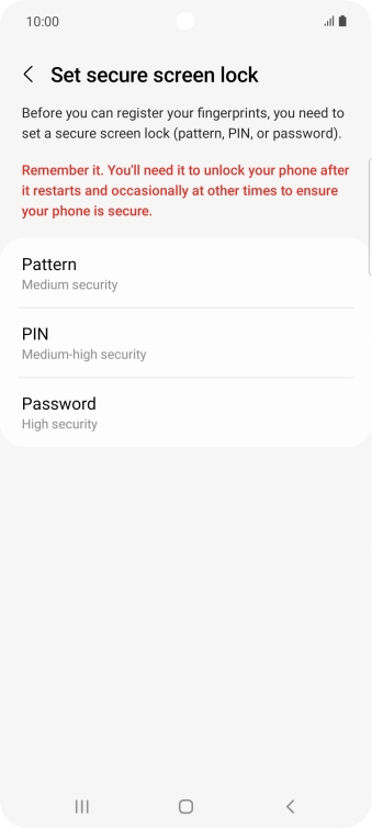 Press the required phone lock code and follow the instructions on the screen to create an additional phone lock code.