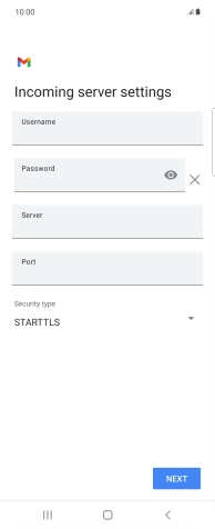 Press the field below 'Username' and key in the username for your email account.