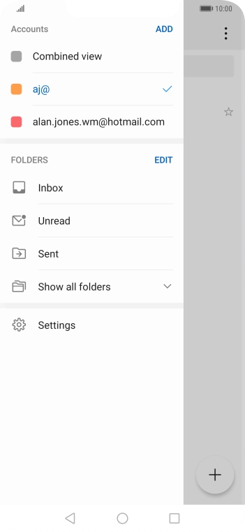 Press the required email account.