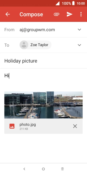 Press the send icon when you've finished your email.