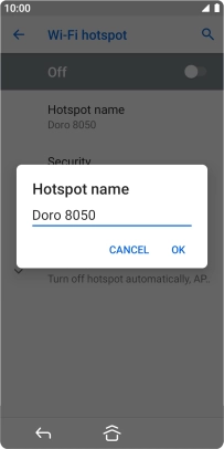 Key in the required WiFi hotspot name and press OK.