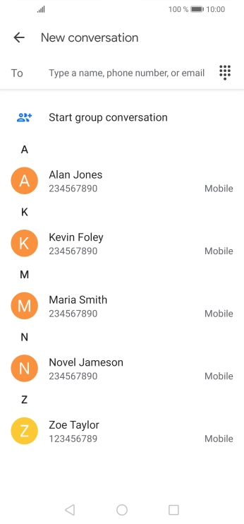 Press the field next to 'To' and key in the first letters of the recipient's name. Press the field next to 'To' and key in the first letters of the recipient's name.