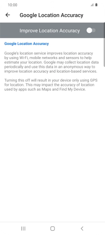If you press the indicator next to 'Improve Location Accuracy' to turn on the function, your phone can find your exact position using the GPS satellites, the mobile network and nearby WiFi networks. Satellite-based GPS requires a clear view of the sky.