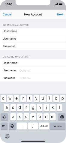 Press Username and key in the username for your email account.