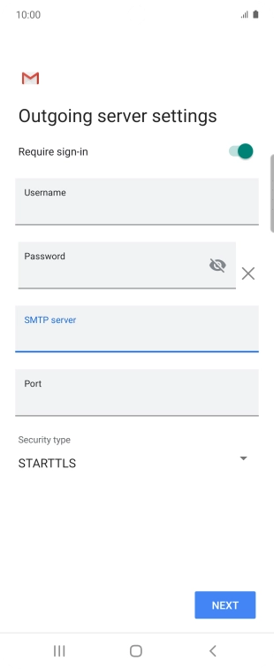 Press the field below 'Port' and key in 25.