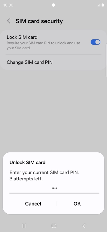 Key in your SIM PIN and press OK. The default SIM PIN is 0000.