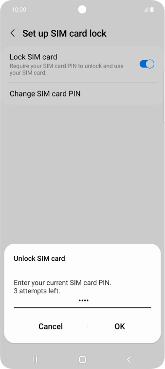 Key in your SIM PIN and press OK. The default SIM PIN is 0000.