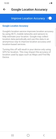 If you press the indicator next to 'Improve Location Accuracy' to turn off the function, your phone can find your exact position using the GPS satellites but it may take longer as there is no access to supplementary information from the mobile network or nearby WiFi networks.