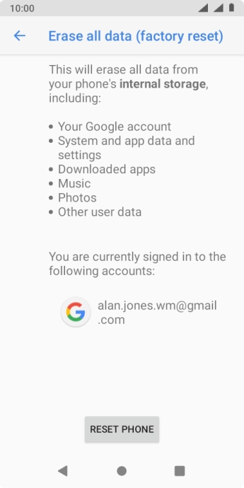 Press RESET PHONE.