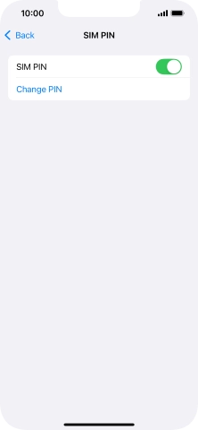 Press the indicator next to 'SIM PIN' to turn the function on or off.