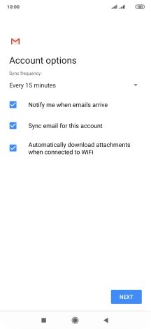 If this screen is displayed, you email account has been recognised and set up automatically. Follow the instructions on the screen to key in more information and finish setting up your phone.