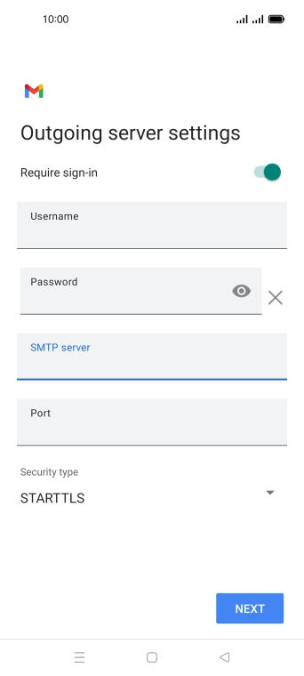 Press the field below 'Port' and key in 25.