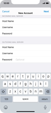 Press Password and key in the password for your email account.