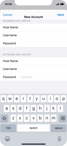 Press Password and key in the password for your email account.