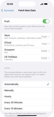 Press the indicator next to 'Push' to turn the function on or off.