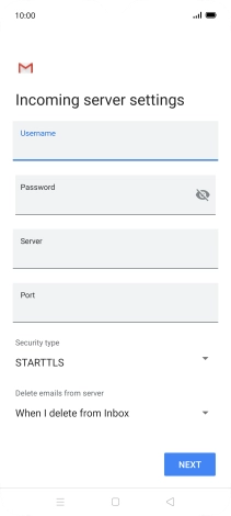 Press the field below 'Server' and key in the name of your email provider's incoming server.