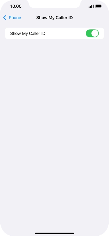 Press the indicator next to 'Show My Caller ID' to turn the function on or off.