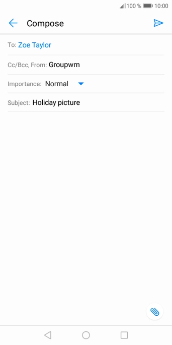 Press the text input field and write the text for your email. Press the text input field and write the text for your email.