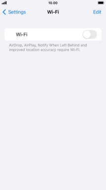 Press the indicator next to 'Wi-Fi' to turn on the function.