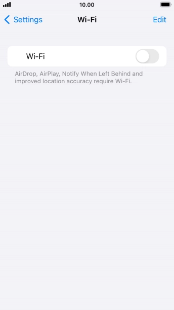 Press the indicator next to 'Wi-Fi' to turn on the function.