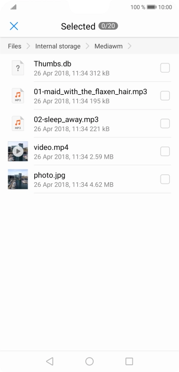 Press the required file. Press the required file.