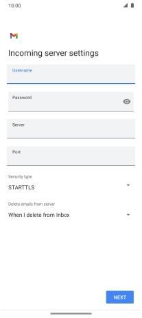 Press the field below 'Server' and key in the name of your email provider's incoming server.