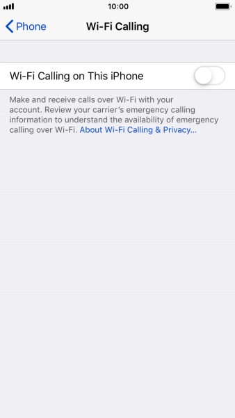 Press the indicator next to 'Wi-Fi Calling on This iPhone' to turn the function on or off.