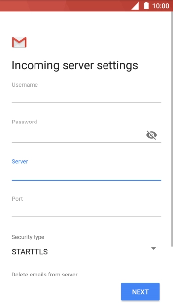 Press the field below 'Port' and key in 110.