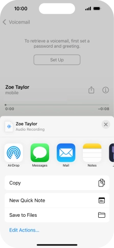 Press the required setting and follow the instructions on the screen to share or save the message.