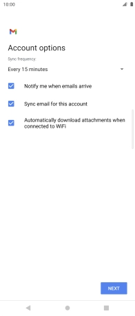 If this screen is displayed, you email account has been recognised and set up automatically. Follow the instructions on the screen to key in more information and finish setting up your phone.