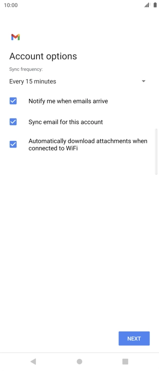 If this screen is displayed, you email account has been recognised and set up automatically. Follow the instructions on the screen to key in more information and finish setting up your phone. If this screen is displayed, you email account has been recognised and set up automatically. Follow the instructions on the screen to key in more information and finish setting up your phone.