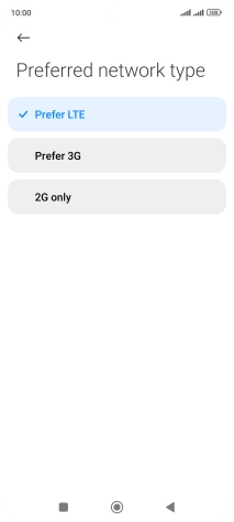 Press the required network mode.